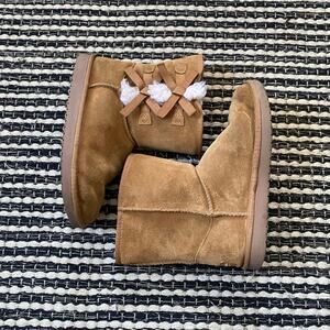 🌿Koolaburra By UGG Girls Victoria Chestnut Short Brown Suede Faux Fur Boots 4